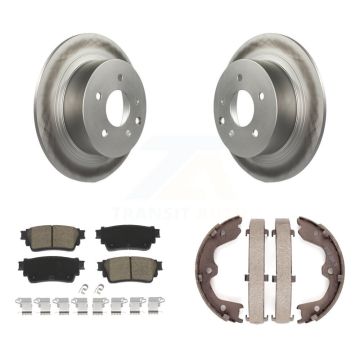 Rear Disc Coated Rotors Ceramic Pads & Parking Brake Shoes Kit For 2019 Nissan Altima AWD KGC-103177
