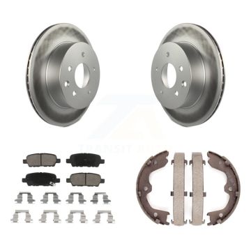 Rear Disc Coated Rotors Ceramic Pads And Parking Brake Shoes Kit For INFINITI G35 KGC-103178