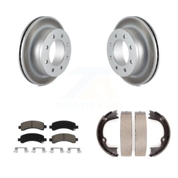 Rear Disc Coated Rotors Ceramic Pads Parking Shoes Kit For GMC Chevrolet Savana 2500 3500 KGC-103180