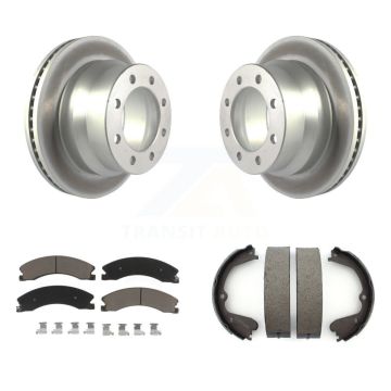 Rear Disc Coated Rotors Ceramic Pads And Parking Shoes Kit For Chevrolet Express 3500 GMC KGC-103181