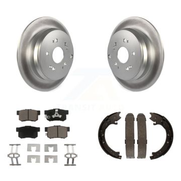 Rear Disc Coated Rotors Ceramic Pads And Parking Brake Shoes Kit For 2005-2006 Honda CR-V KGC-103190