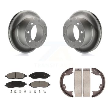 Rear Disc Coated Rotors Ceramic Pads & Parking Shoes Kit For Ford F-350 Super Duty F-250 KGC-103196