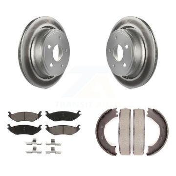 Rear Disc Coated Rotors Ceramic Pads & Parking Shoes Kit For Dodge Ram 1500 Durango Aspen KGC-103197