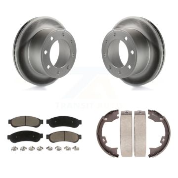Rear Disc Coated Rotors Ceramic Pads & Parking Shoes Kit For Ford F-250 Super Duty F-350 KGC-103198