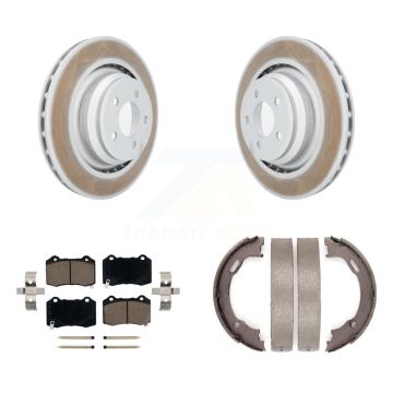 Rear Disc Coated Rotors Ceramic Pads And Parking Shoes Kit For Dodge Charger Chrysler 300 KGC-103205