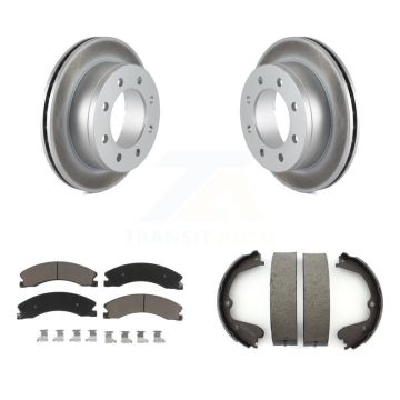 Rear Disc Coated Rotors Ceramic Pads & Parking Brake Shoes Kit For Chevrolet Express 4500 KGC-103211