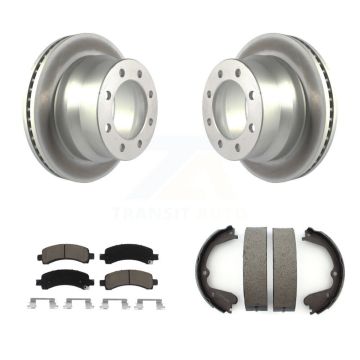 Rear Disc Coated Rotors Ceramic Pads & Parking Brake Shoes Kit For Chevrolet Express 4500 KGC-103212