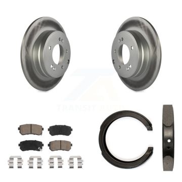 Rear Disc Coated Rotors Ceramic Pads And Parking Brake Shoes Kit For Kia Optima KGC-103225