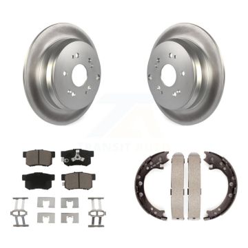 Rear Disc Coated Rotors Ceramic Pads And Parking Brake Shoes Kit For Honda CR-V Acura RDX KGC-103235
