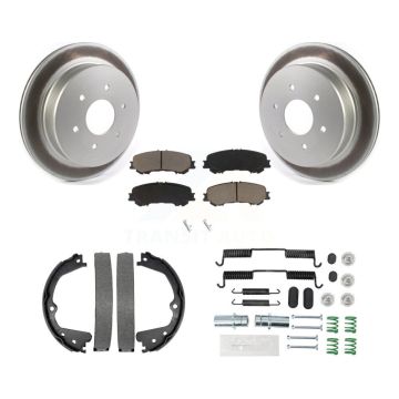 Rear Disc Coated Rotors Ceramic Pads Parking Shoes & Hardware Kit For 17-23 Nissan TITAN KGC-103253