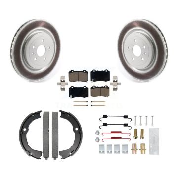 Rear Disc Coated Rotors Ceramic Pads Parking Shoes Hardware Kit For Chevrolet Camaro CTS KGC-103260