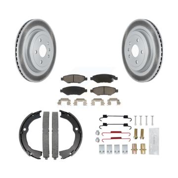Rear Disc Coated Rotors Ceramic Pads Parking Brake Shoes & Hardware Kit For Cadillac CTS KGC-103262
