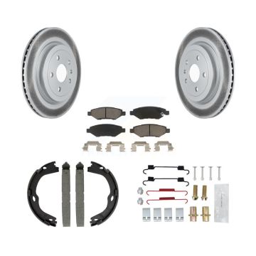Rear Disc Coated Rotors Ceramic Pads Parking Brake Shoes & Hardware Kit For Cadillac CTS KGC-103263