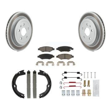 Rear Disc Coated Rotors Ceramic Pads Parking Brake Shoes & Hardware Kit For Cadillac CTS KGC-103264