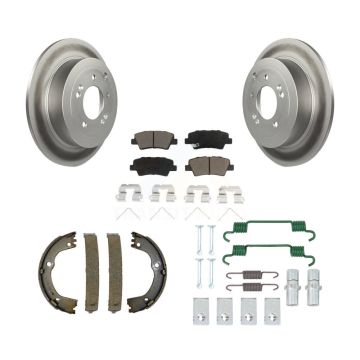 Rear Disc Coated Rotors Ceramic Pads Parking Shoes & Hardware Kit For Hyundai Tucson Kia KGC-103266
