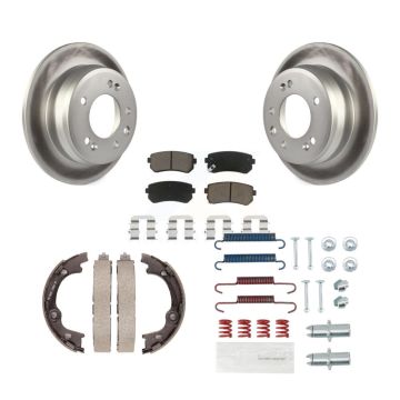 Rear Disc Coated Rotors Ceramic Pads Parking Shoes & Hardware Kit For Hyundai Tucson FWD KGC-103270