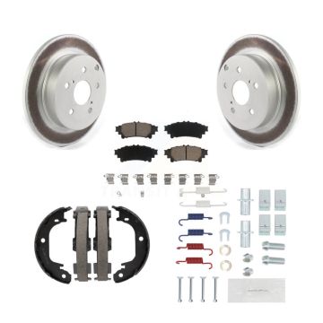 Rear Disc Coated Rotors Ceramic Pads Parking Shoes Hardware Kit For Toyota Prius V Mirai KGC-103272