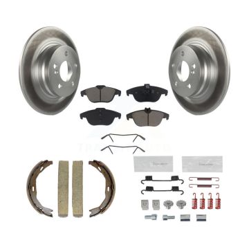 Rear Disc Coated Rotors Ceramic Pads Parking Shoes & Hardware Kit For Mercedes-Benz C300 KGC-103281
