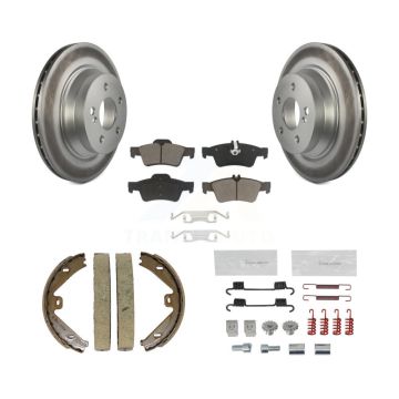 Rear Disc Coated Rotors Ceramic Pads Parking Shoes & Hardware Kit For Mercedes-Benz E350 KGC-103283