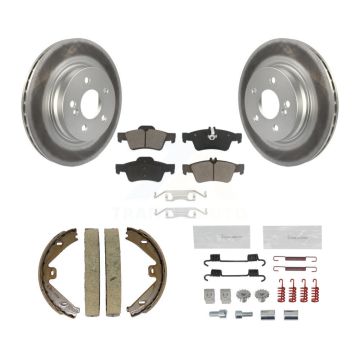Rear Disc Coated Rotors Ceramic Pads Parking Shoes & Hardware Kit For Mercedes-Benz E550 KGC-103285