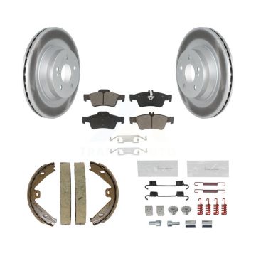 Rear Disc Coated Rotors Ceramic Pads Parking Shoes & Hardware Kit For Mercedes-Benz E550 KGC-103286