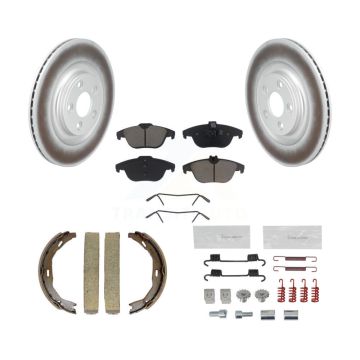 Rear Disc Coated Rotors Ceramic Pads Parking Shoes & Hardware Kit For Mercedes-Benz E400 KGC-103288