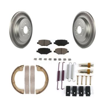 Rear Disc Coated Rotors Ceramic Pads Parking Brake Shoes And Hardware Kit For Lincoln MKT KGC-103292