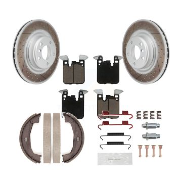 Rear Disc Coated Rotors Ceramic Pads Parking Shoes Hardware Kit For BMW 230i xDrive 228i KGC-103303