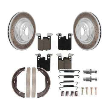 Rear Disc Coated Rotors Ceramic Pads Parking Shoes Hardware Kit For BMW 428i Convertible KGC-103311