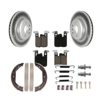 Rear Disc Coated Rotors Ceramic Pads Parking Shoes Hardware Kit For BMW 328i xDrive 330i KGC-103314