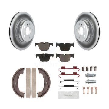 Rear Disc Coated Rotors Ceramic Pads Parking Shoes Hardware Kit For BMW 428i xDrive Gran KGC-103320