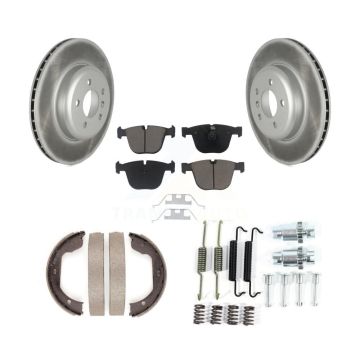 Rear Disc Coated Rotors Ceramic Pads Parking Shoes Hardware Kit For BMW 535i GT xDrive 7 KGC-103329
