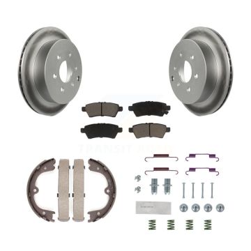 Rear Disc Coated Rotors Ceramic Pads Parking Shoes & Hardware Kit For 06-07 Nissan Xterra KGC-103346