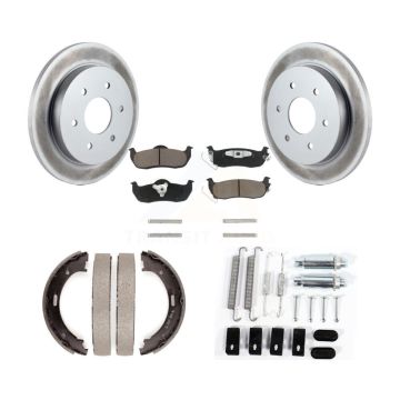 Rear Disc Coated Rotors Ceramic Pads Parking Shoes & Hardware Kit For Nissan TITAN Armada KGC-103347