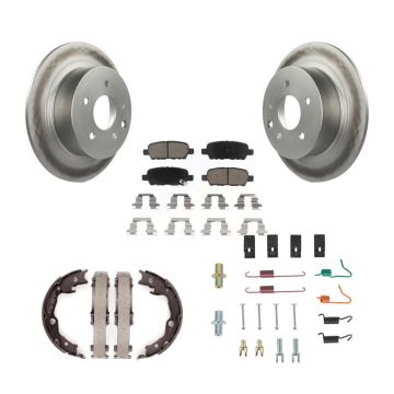 Rear Disc Coated Rotors Ceramic Pads Parking Shoes & Hardware Kit For Nissan Sentra Juke KGC-103350