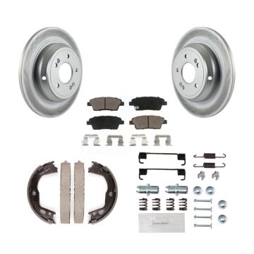 Rear Disc Coated Rotors Ceramic Pads Parking Brake Shoes Hardware Kit For Hyundai Genesis KGC-103360