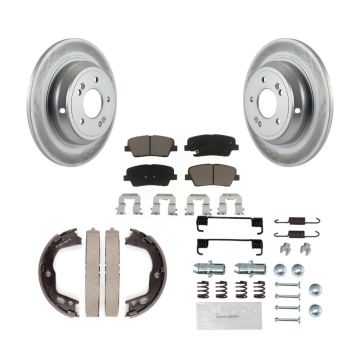 Rear Disc Coated Rotors Ceramic Pads Parking Brake Shoes Hardware Kit For Hyundai Genesis KGC-103363