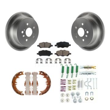 Rear Disc Coated Rotors Ceramic Pads Parking Shoes & Hardware Kit For 09-16 Toyota Venza KGC-103365