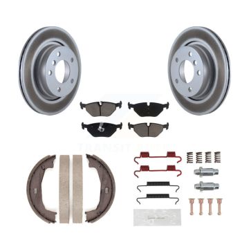 Rear Disc Coated Rotors Ceramic Pads Parking Shoes & Hardware Kit For BMW 325Ci 325i 328i KGC-103374