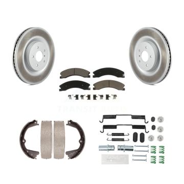 Rear Disc Coated Rotors Ceramic Pads Parking Shoes Hardware Kit For Nissan NV2500 NV3500 KGC-103376