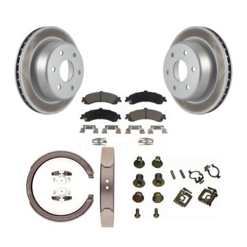 Rear Disc Coated Rotors Ceramic Pads Parking Shoes & Hardware Kit For Chevrolet Silverado KGC-103400