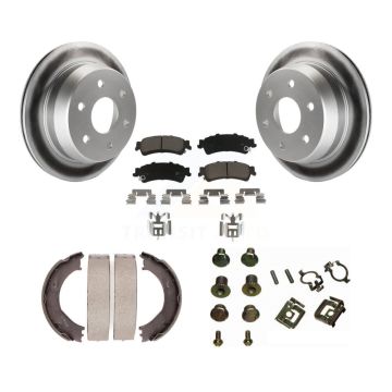 Rear Disc Coated Rotors Ceramic Pads Parking Shoes & Hardware Kit For Chevrolet Silverado KGC-103405