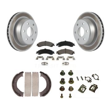 Rear Disc Coated Rotors Ceramic Pads Parking Shoes & Hardware Kit For Chevrolet Silverado KGC-103406