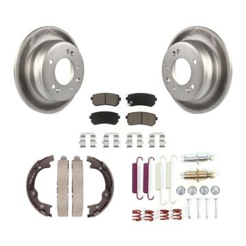 Rear Disc Coated Rotors Ceramic Pads Parking Brake Shoes Hardware Kit For Hyundai Elantra KGC-103419