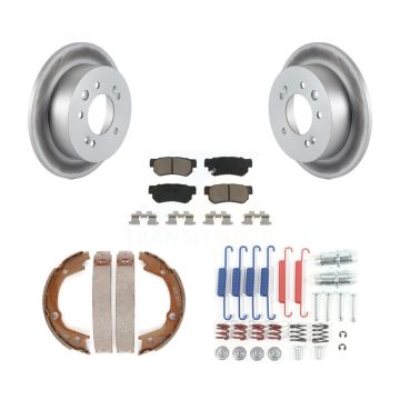 Rear Disc Coated Rotors Ceramic Pads Parking Brake Shoes Hardware Kit For Hyundai Elantra KGC-103420