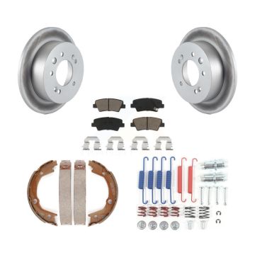 Rear Disc Coated Rotors Ceramic Pads Parking Brake Shoes Hardware Kit For Hyundai Elantra KGC-103421