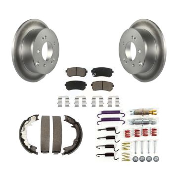 Rear Disc Coated Rotors Ceramic Pads Parking Brake Shoes Hardware Kit For Kia Forte Koup KGC-103427