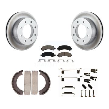 Rear Disc Coated Rotors Ceramic Pads Parking Shoes Hardware Kit For Chevrolet Express GMC KGC-103433