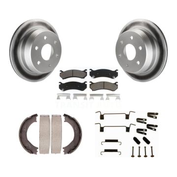 Rear Disc Coated Rotors Ceramic Pads Parking Shoes & Hardware Kit For Chevrolet Silverado KGC-103441