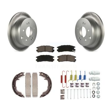 Rear Disc Coated Rotors Ceramic Pads Parking Shoes & Hardware Kit For Mitsubishi Eclipse KGC-103446